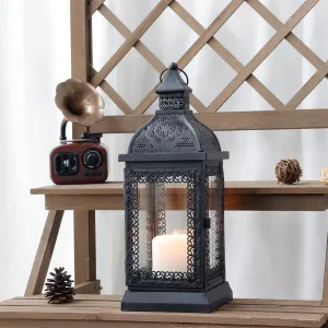 13'' High Rustic Style Metal Candle Lantern