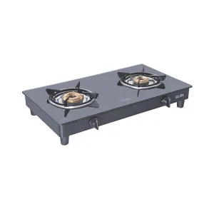 2 Burner Glass Gas Stove Extra Large with Brass Burner Black (CT1022GTXLBBBL)