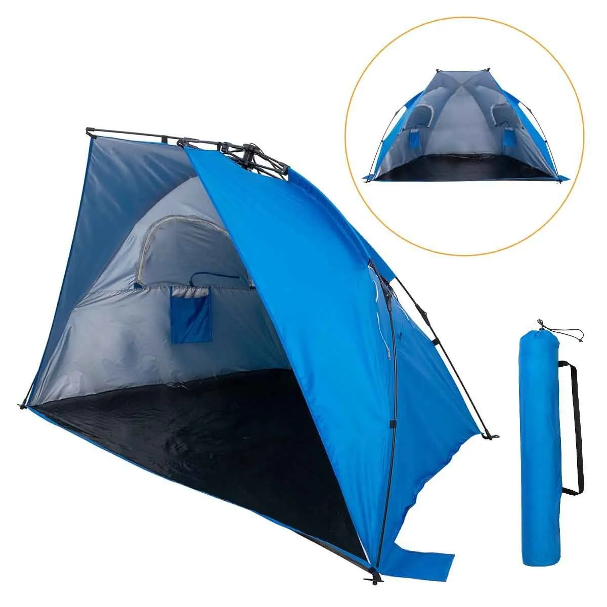 2 Person Easy Up Beach Tent Sun Shade Shelter UPF 50 