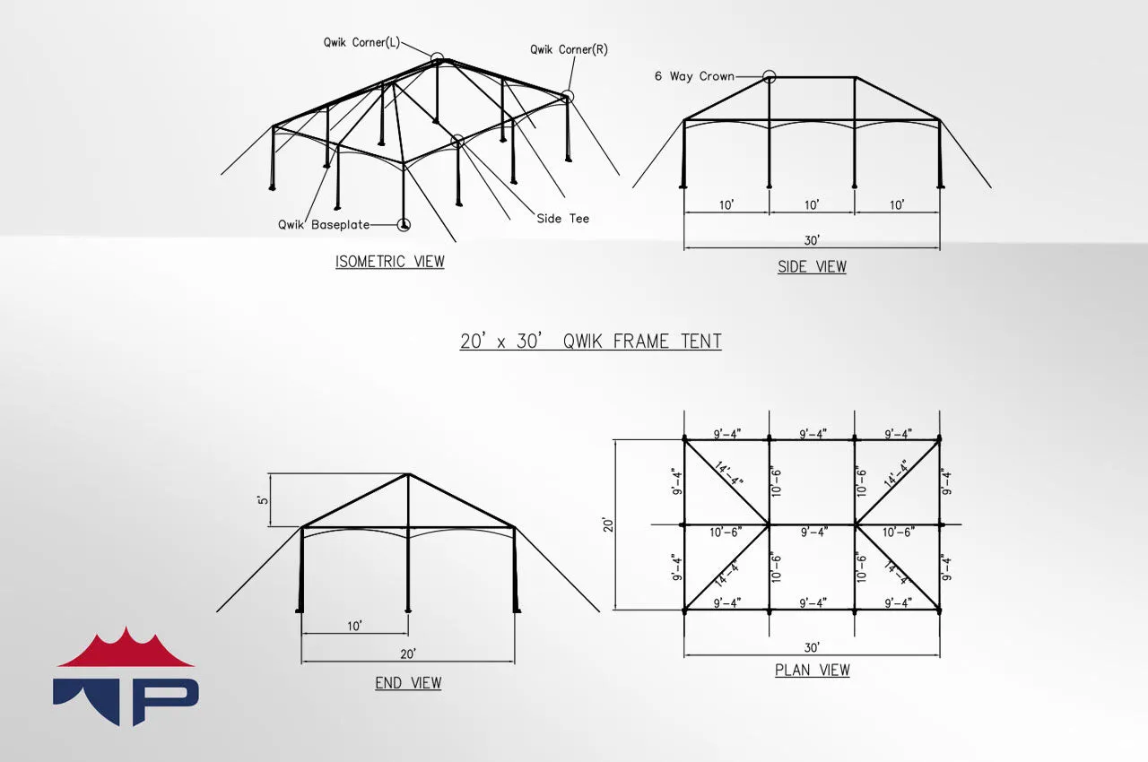 20x30x8 Qwiktop Frame Tent Complete | UW