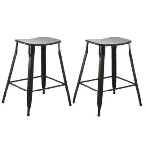 24" inch Metal Vintage Stackable Black Slim Counter Bar Stool -2 barstools