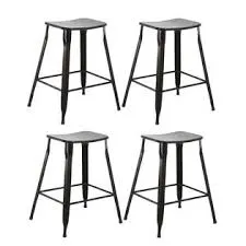 24" inch Metal Vintage Stackable Black Slim Counter Bar Stool -2 barstools