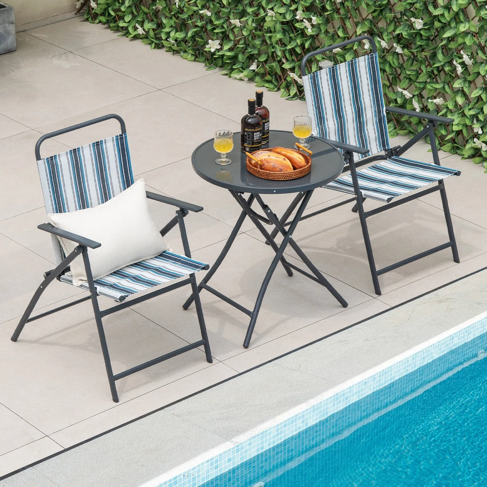 3 Piece Outdoor Folding Chair Set