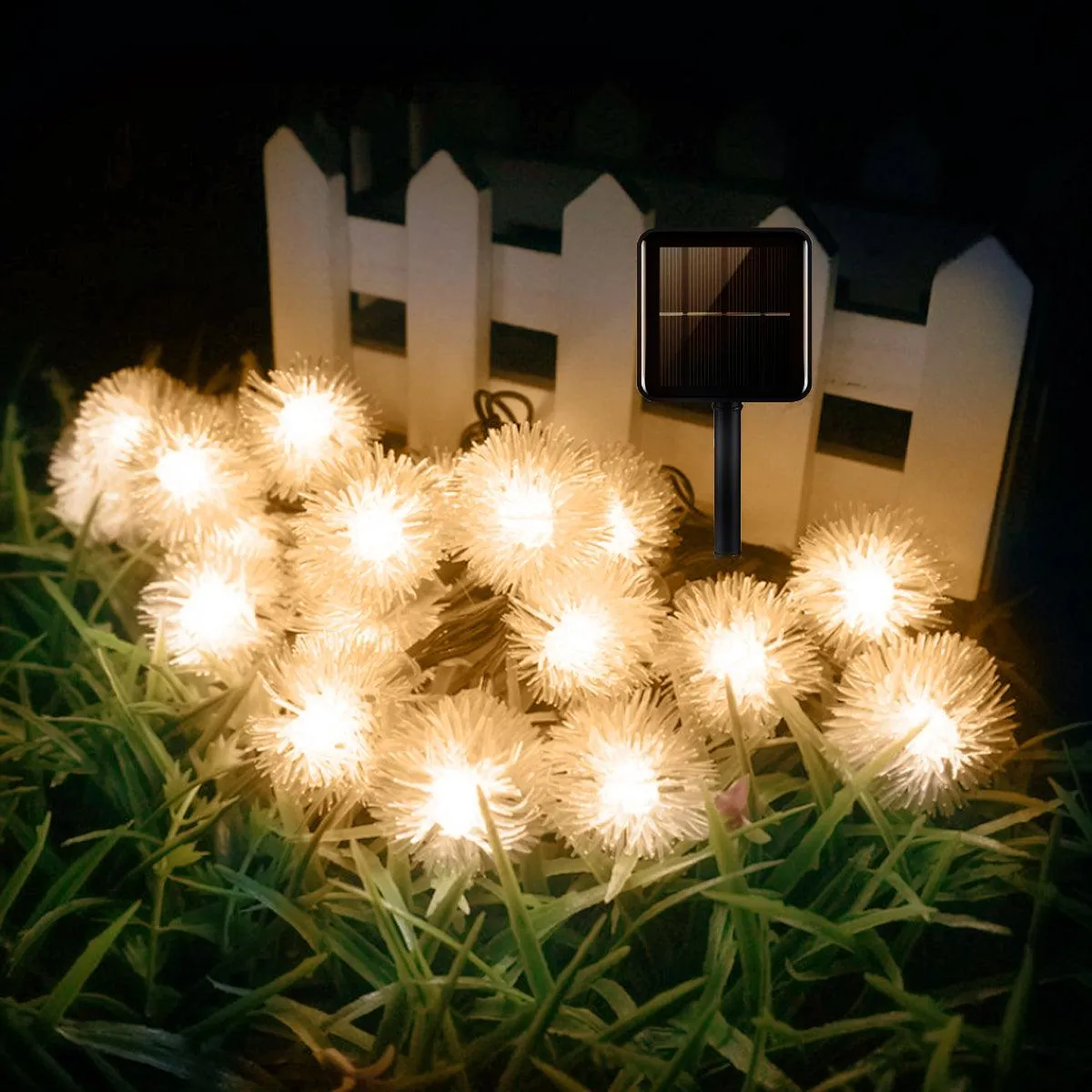 30 LED Solar Snow Ball String Light (Warm Light)