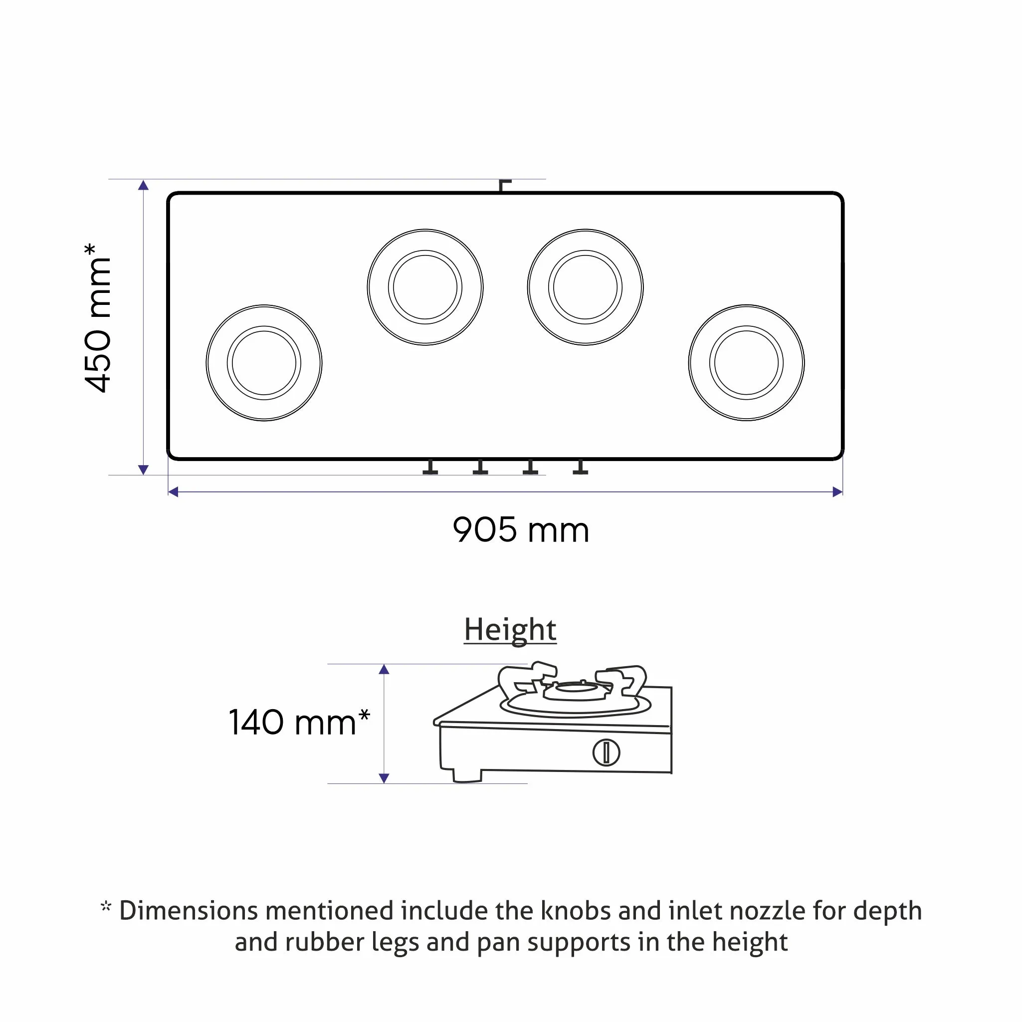 4 Burner Glass Gas Stove Extra Wide 1 High Flame 3 Forged Brass Burner Auto Ignition (1049 SQGT FB AI)