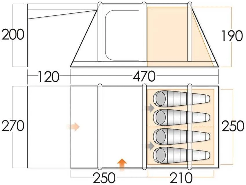 4 Person Camping & Touring Tent - Solaris 400 Airbeam Tent with Footprint by Vango