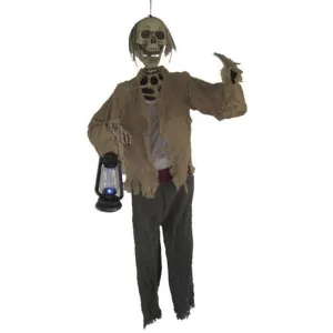 5' Skeleton With Light Up Lantern Prop