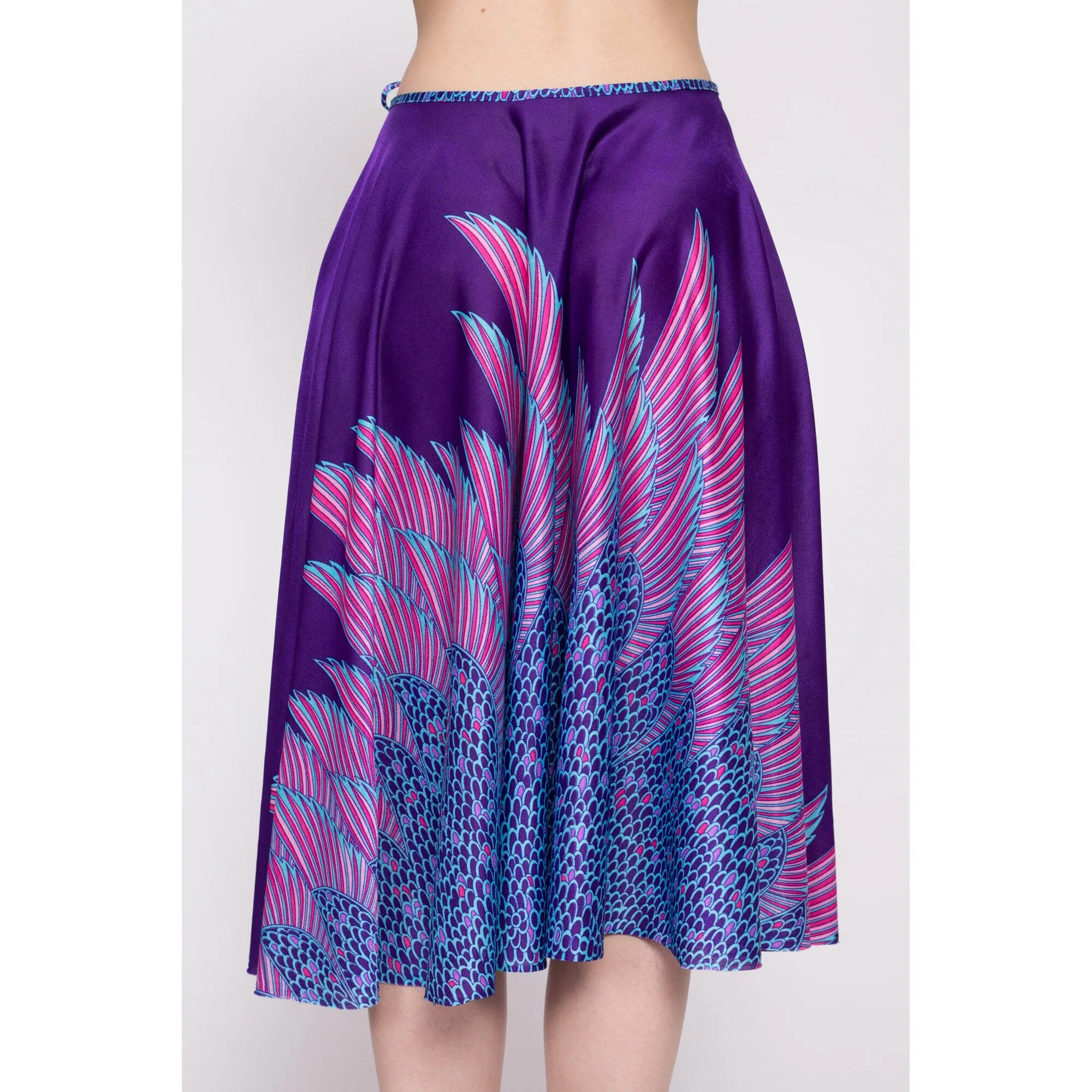 70s Sirena Royal Purple Deco Wrap Skirt - Medium