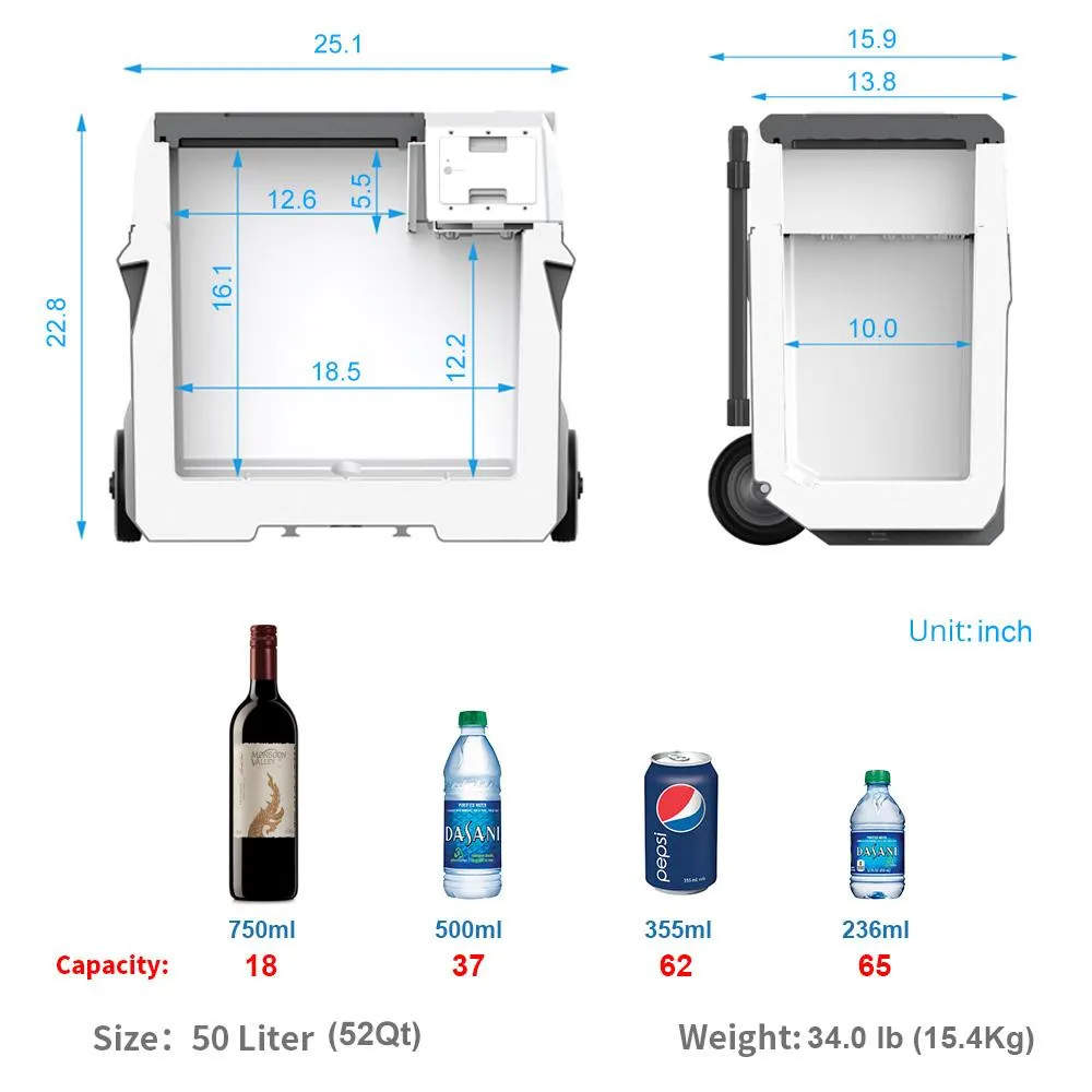 Acopower 50L/52Quarts Fridge Panel Combo