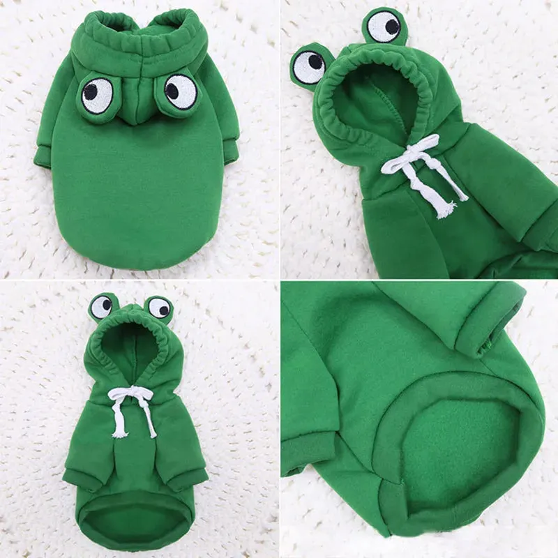 Autumn Frog Hoodies for Small Dogs and Cats: Soft and Cozy Fleece Pet Sweatshirts - Perfect for French Bulldogs, Chihuahuas, and More