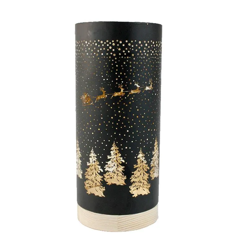 Black and Gold LED Sleigh Lantern