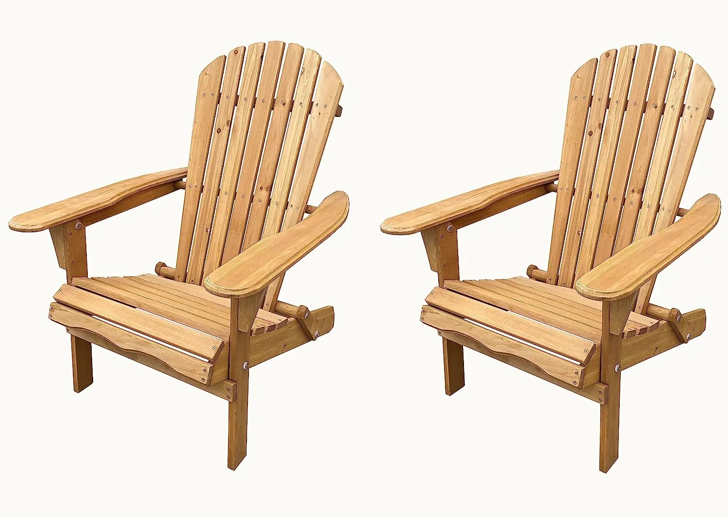 BTExpert Folding Adirondack Chair Half Assembled Lounge Chair Outdoor Wooden Patio Chair for Lawn Garden Backyard Deck Fire pit Pool Beach 350lb Weight Capacity Set of 2