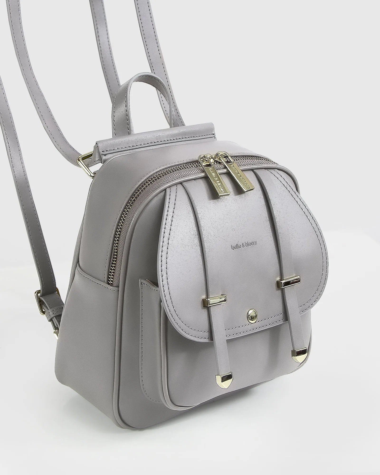 Camila Leather Backpack - Grey