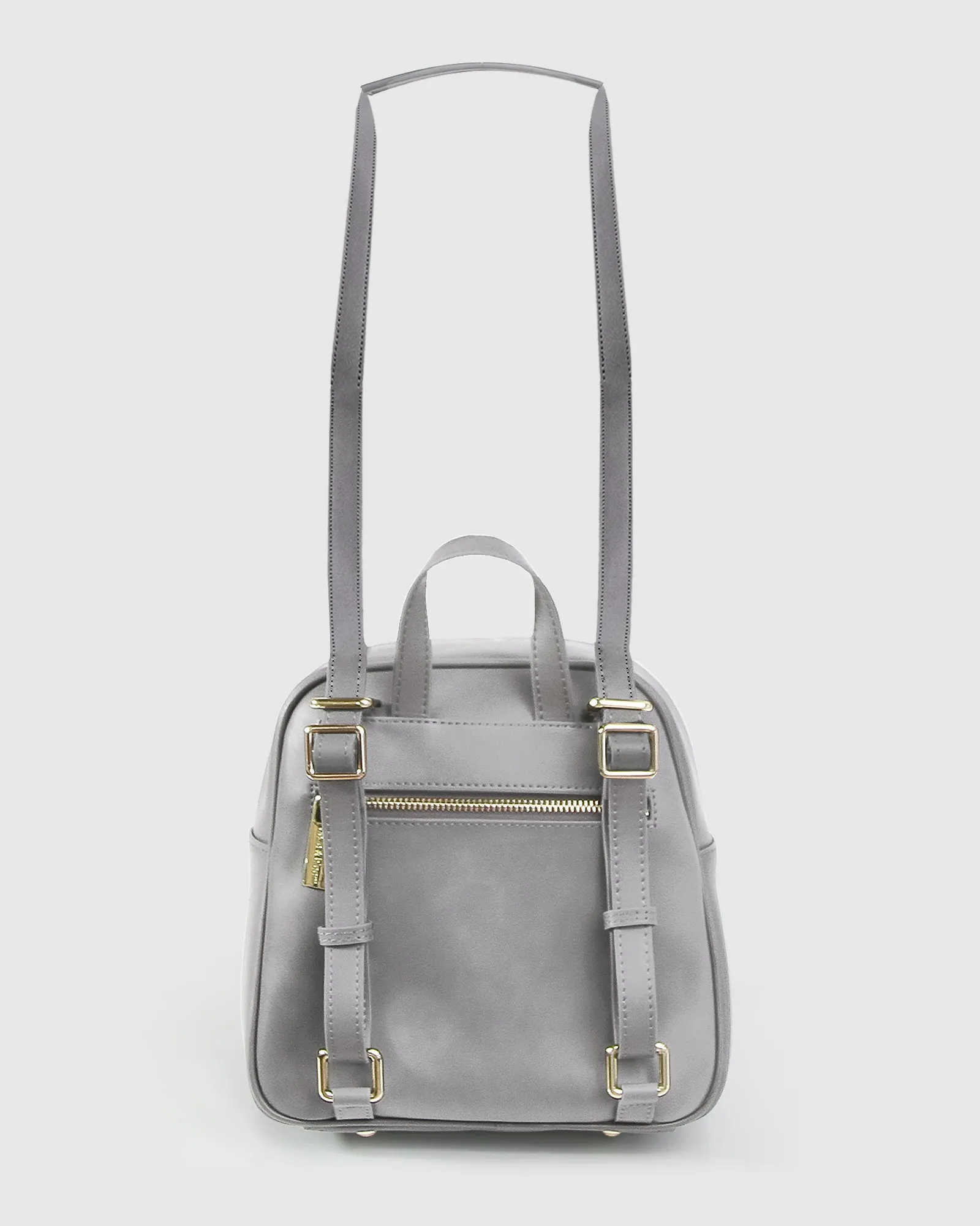 Camila Leather Backpack - Grey