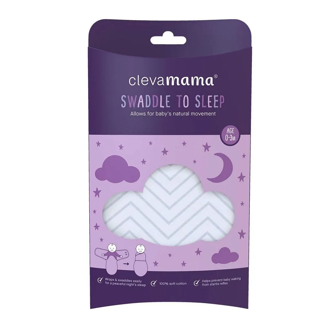 Clevamama Baby Swaddle to Sleep Wrap (White Chevron) - Newborn Size: 0-3 Months