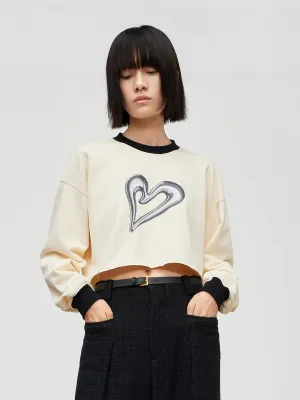 Cropped Sweetheart Print Sweatshirt