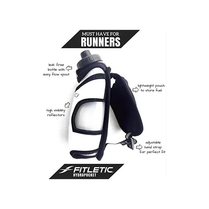 Fitletic HydraPocket - Handheld Water Bottle Carrier - Black / Silver