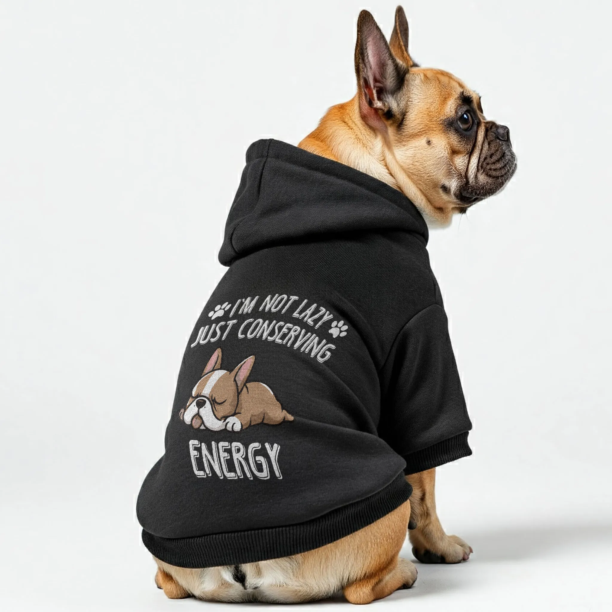 I’m not lazy, just conserving energy - Personalized French Bulldog Hoodies with Funny Quotes – Stylish, Cozy, and Premium 100% Cotton