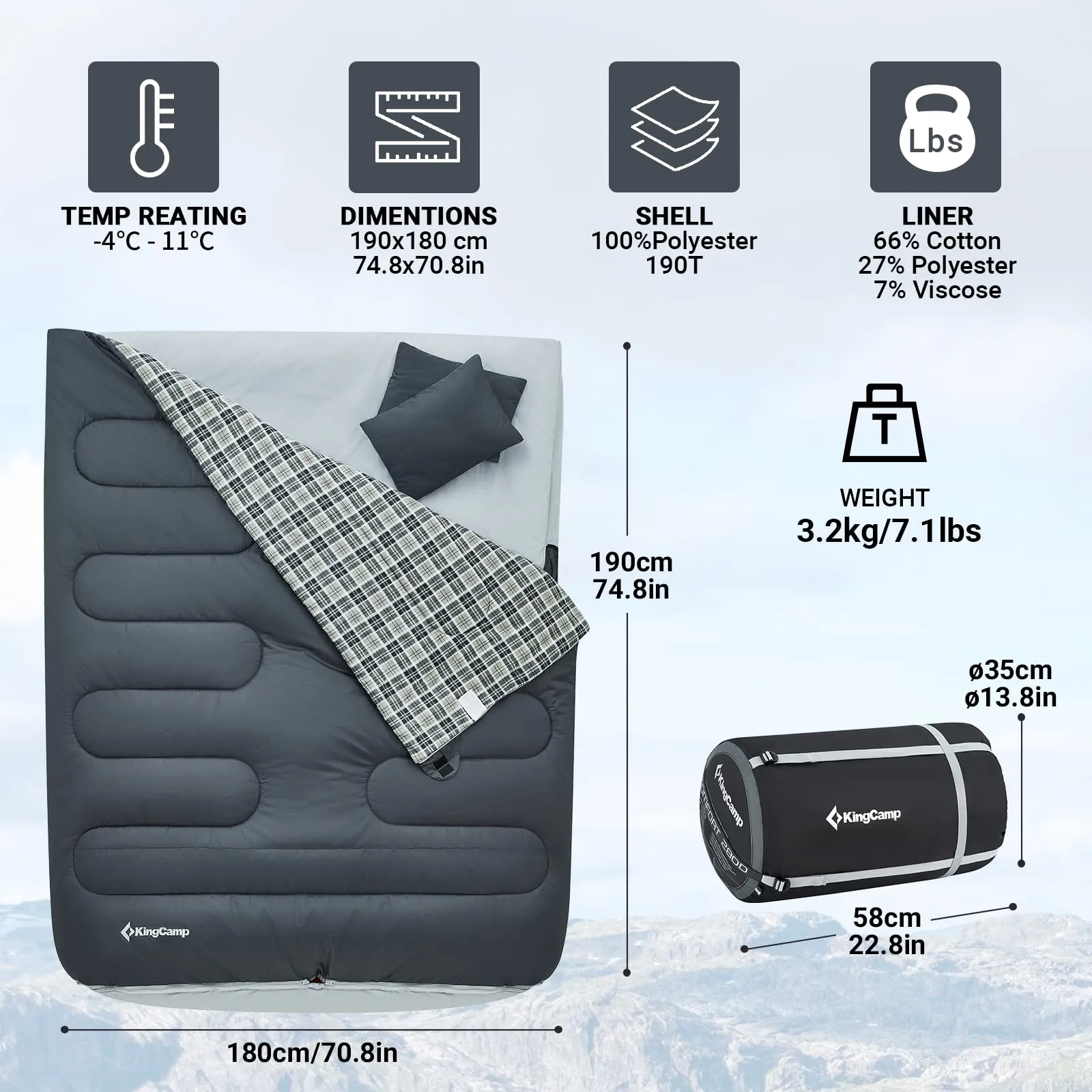 KingCamp AIRBED Queen Size Double Sleeping Bag