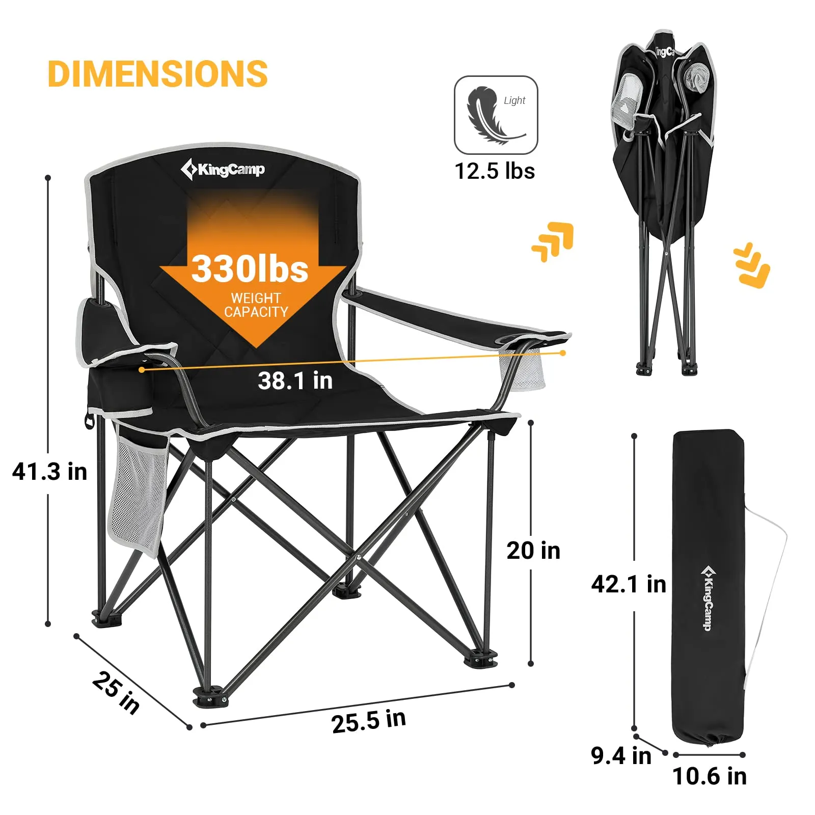 KingCamp Extra Large Oversized Folding Camping Chairs