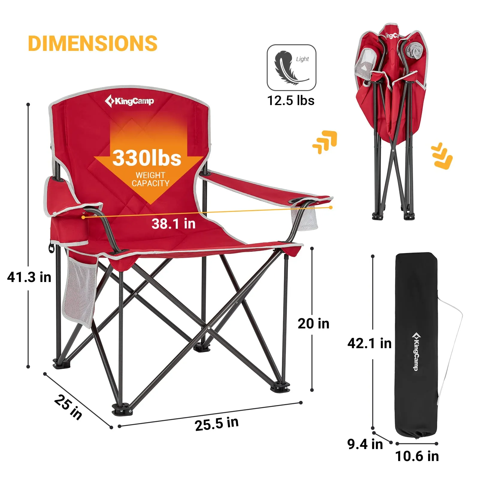 KingCamp Extra Large Oversized Folding Camping Chairs