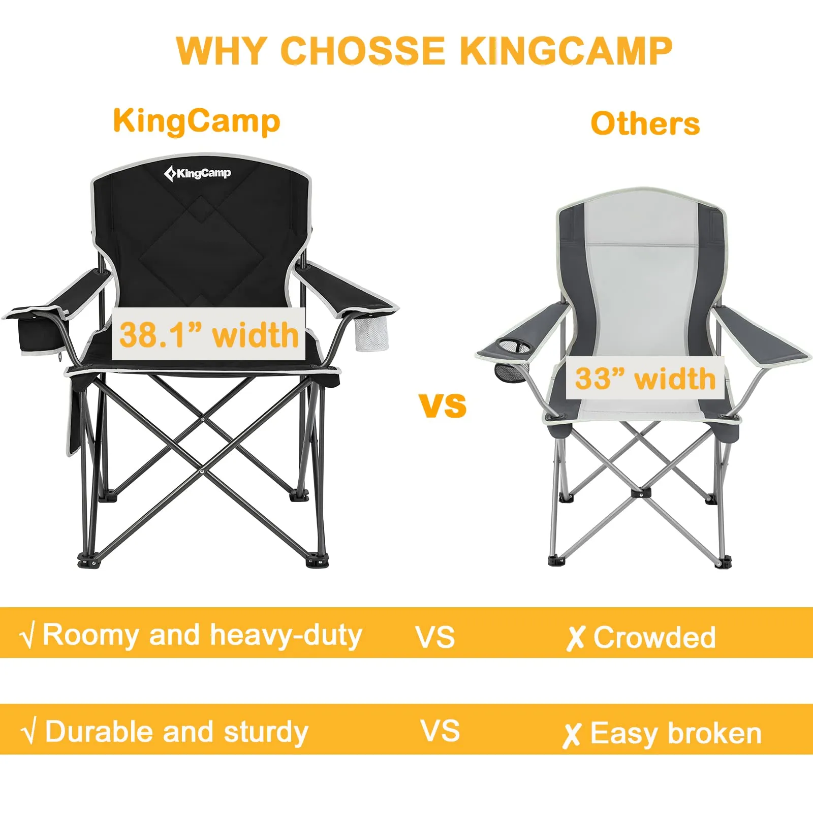 KingCamp Extra Large Oversized Folding Camping Chairs