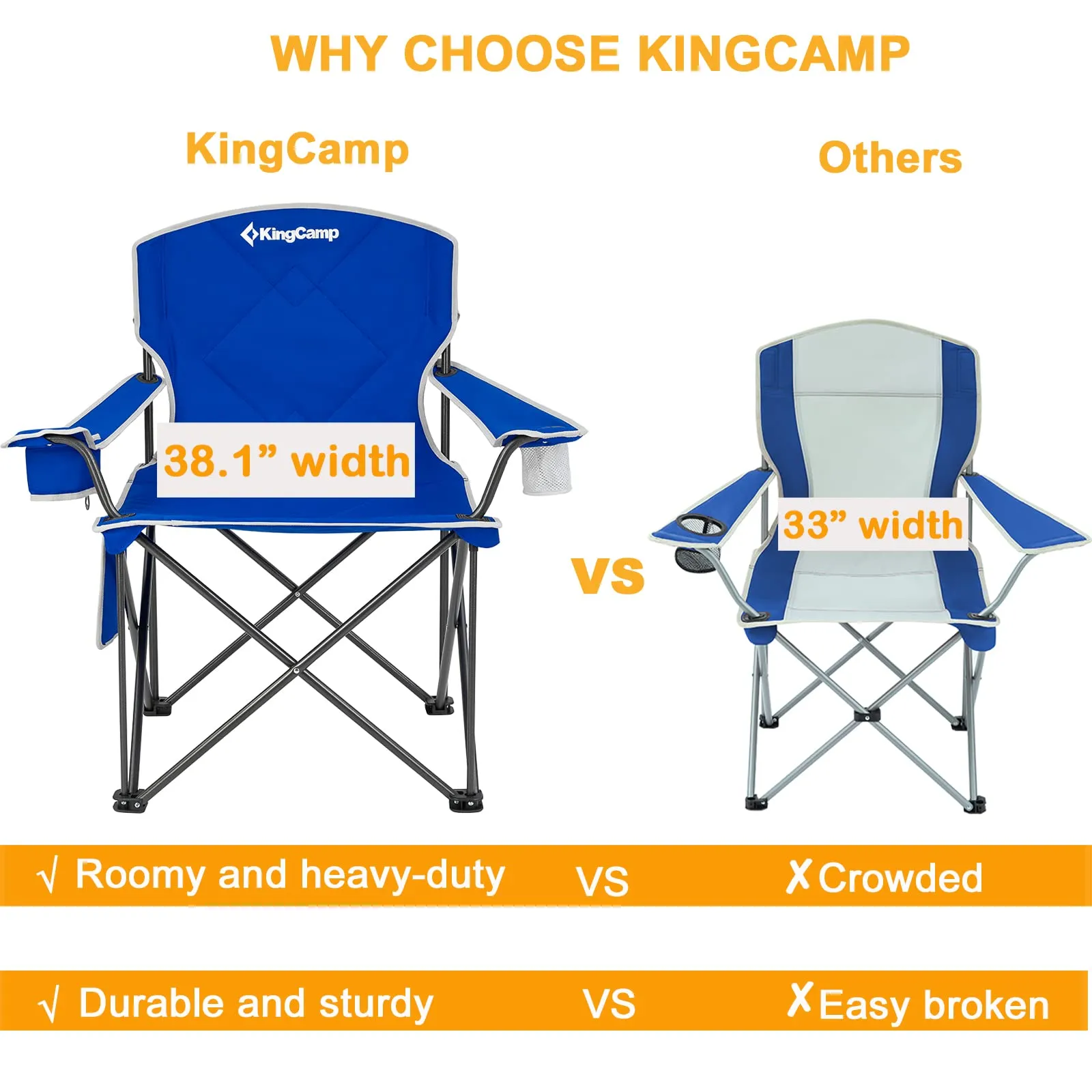 KingCamp Extra Large Oversized Folding Camping Chairs