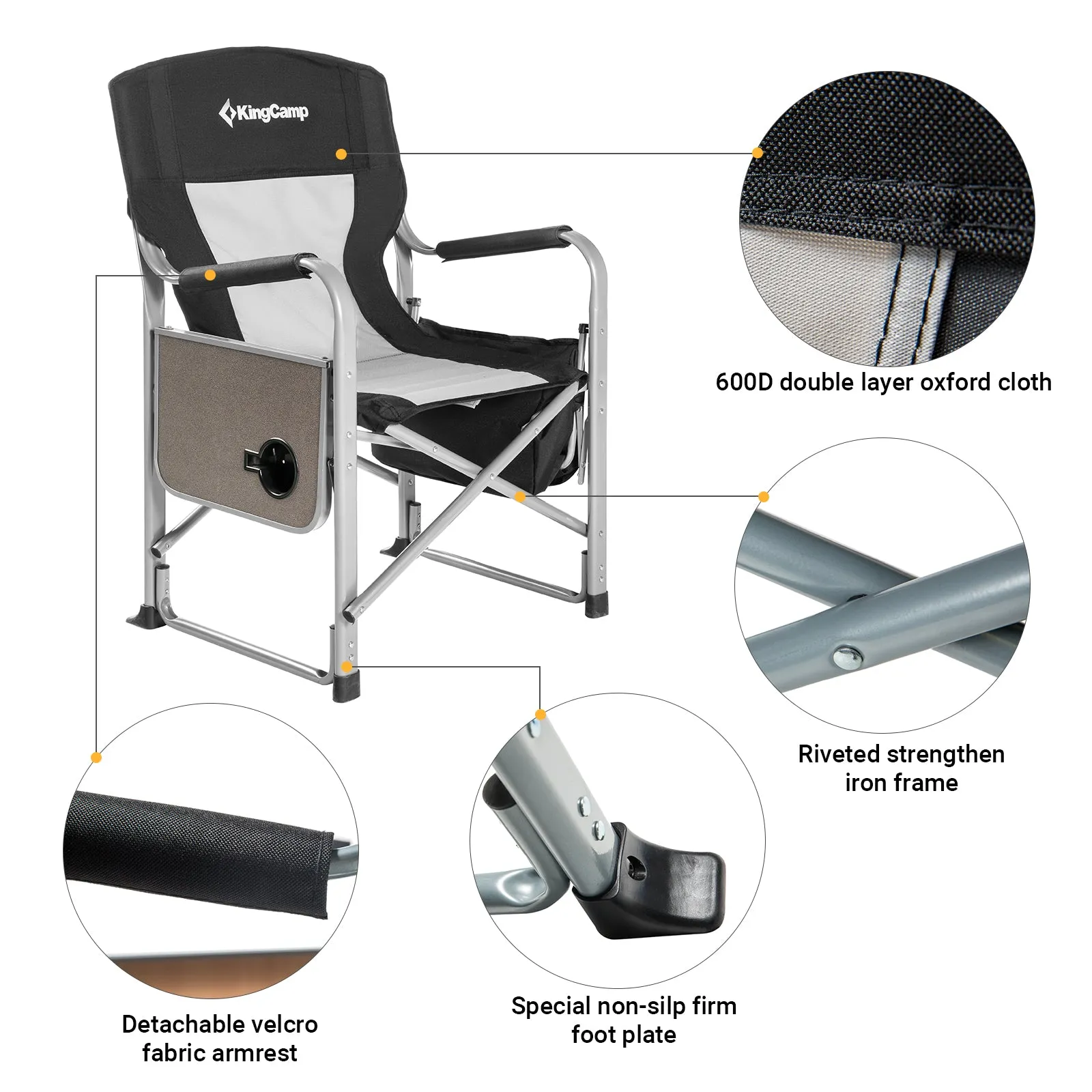 KingCamp Oversized Padded Folding Director Chair