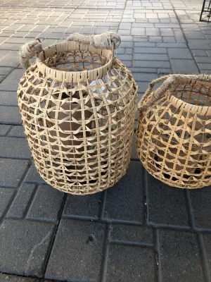 Lantern Rattan w/Glass