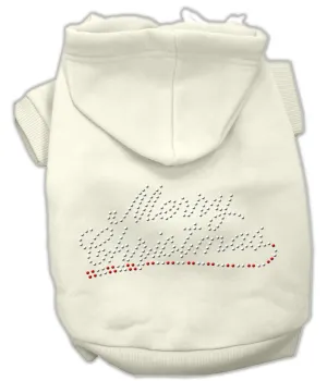 Merry Christmas Rhinestone Hoodies Cream L (14)