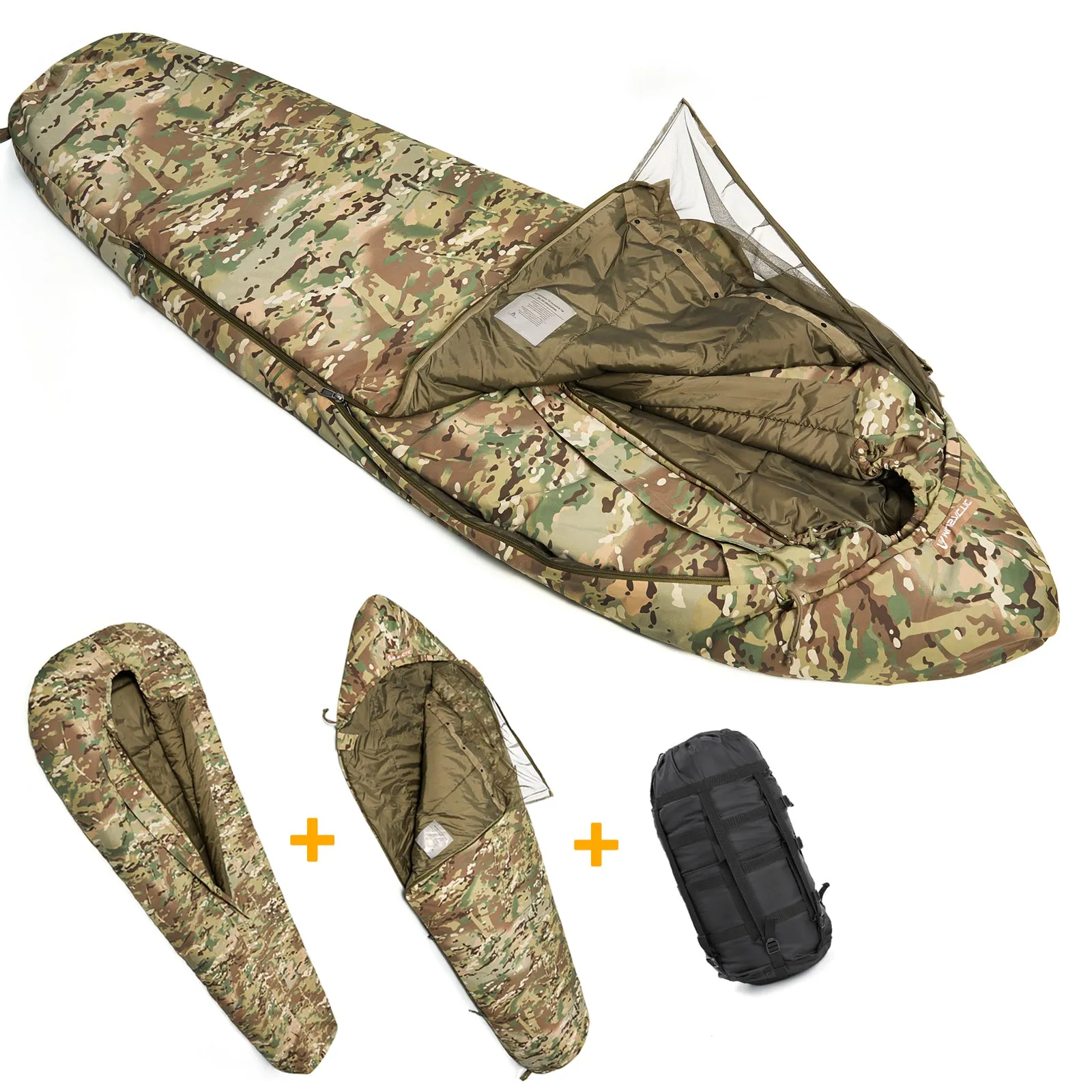 MT Modular Sleeping Bag System 2.0 with Bivy Cover, Mummy Sleep Bag for All Seasons Multicam tourist Sleep bag