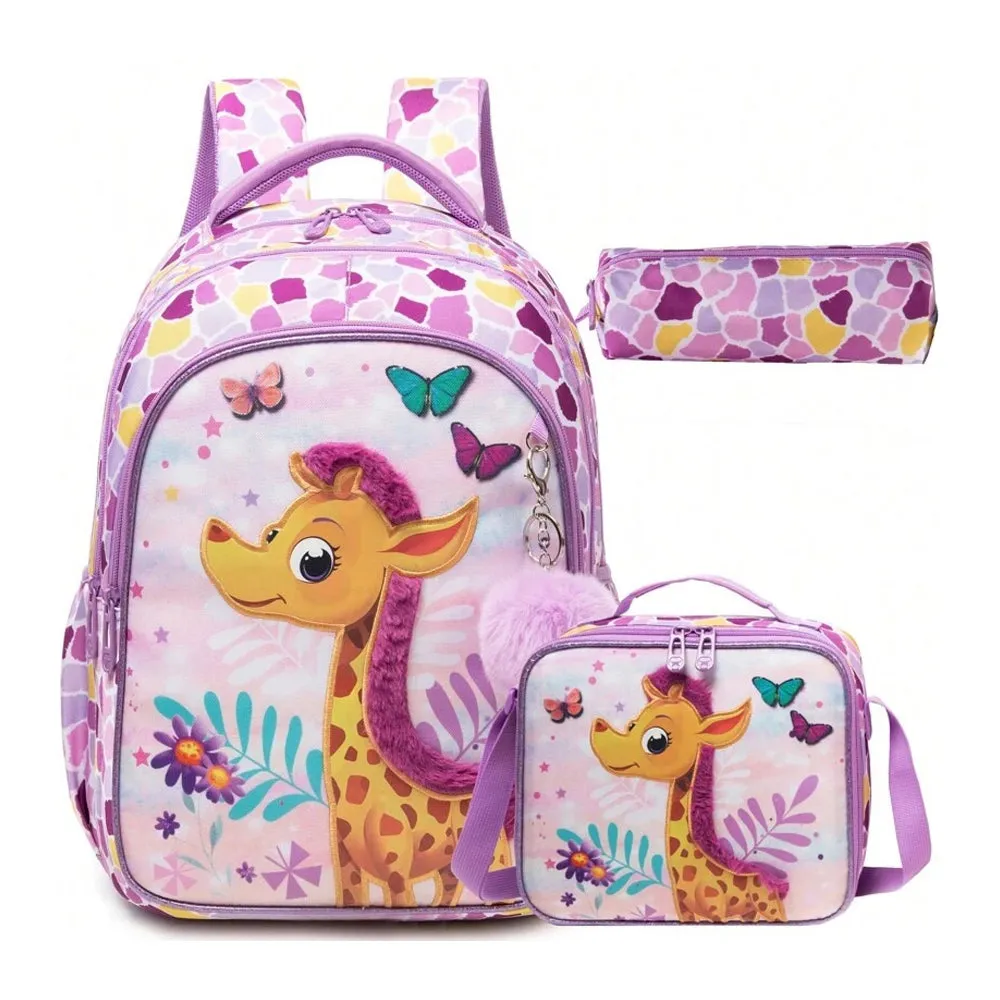 (NET) Animal School Backpacks With Lunch Box Set Of 3 Pcs