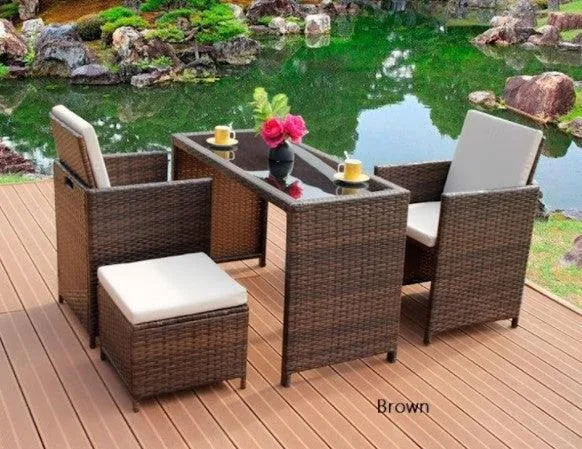 Outdoor Wicker Rattan Chair Set | FAMELA