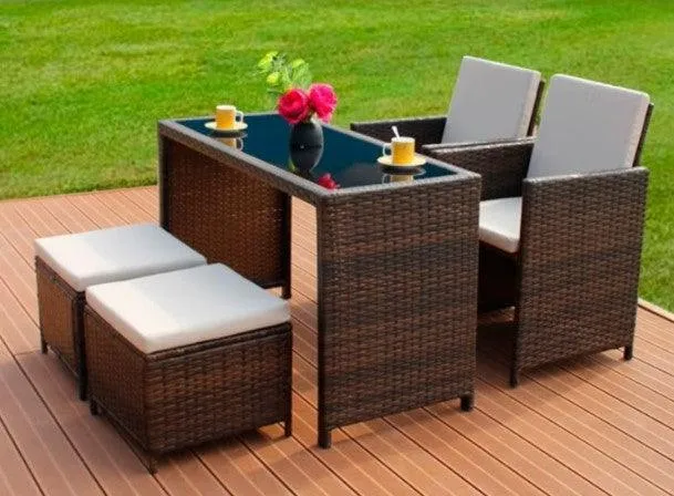 Outdoor Wicker Rattan Chair Set | FAMELA