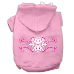 Pink Snowflake Swirls Screenprint Pet Hoodies Light Pink Size XL (16)