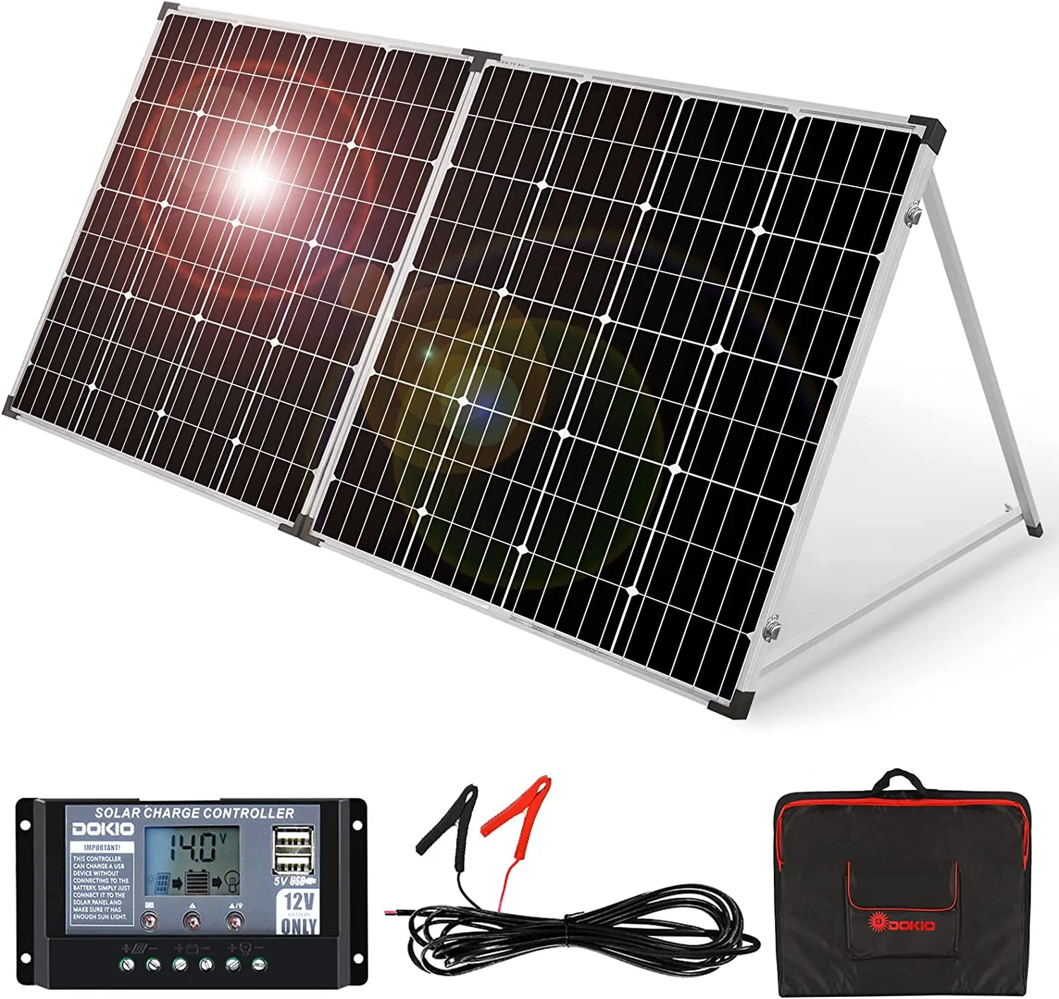 Portable Foldable 100W/150W 18v Solar Panel Kit with Controller to Charge 12 Volts Batteries for RV Camping Boat