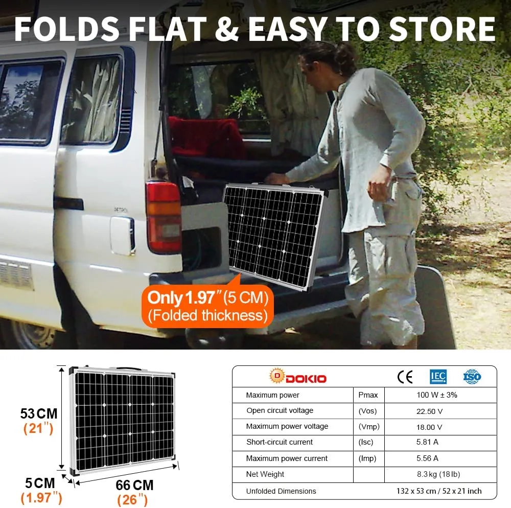 Portable Foldable 100W/150W 18v Solar Panel Kit with Controller to Charge 12 Volts Batteries for RV Camping Boat