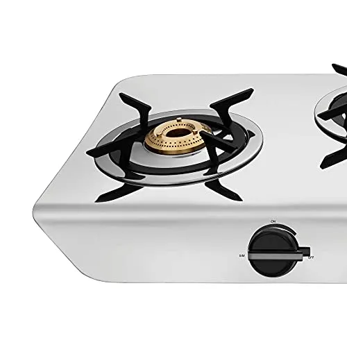 Preethi Stylo steel slim stainless steel 3 burner gas stove, Manual Ignition