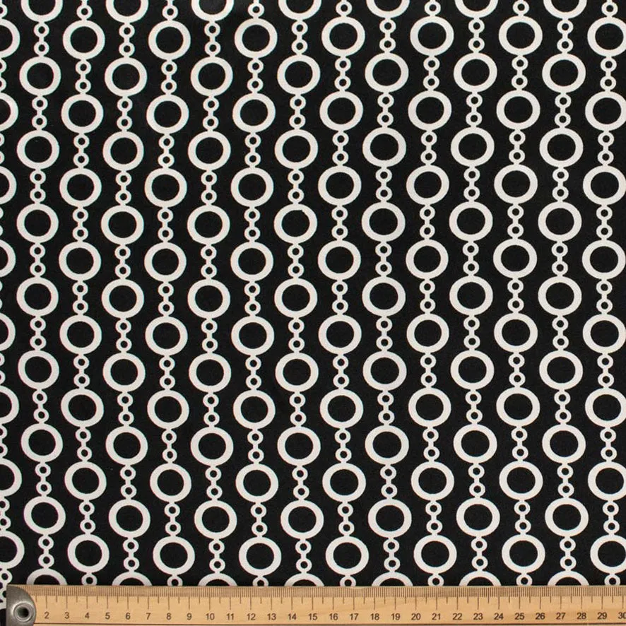 Satin Prints Design-210 White Circles on Black