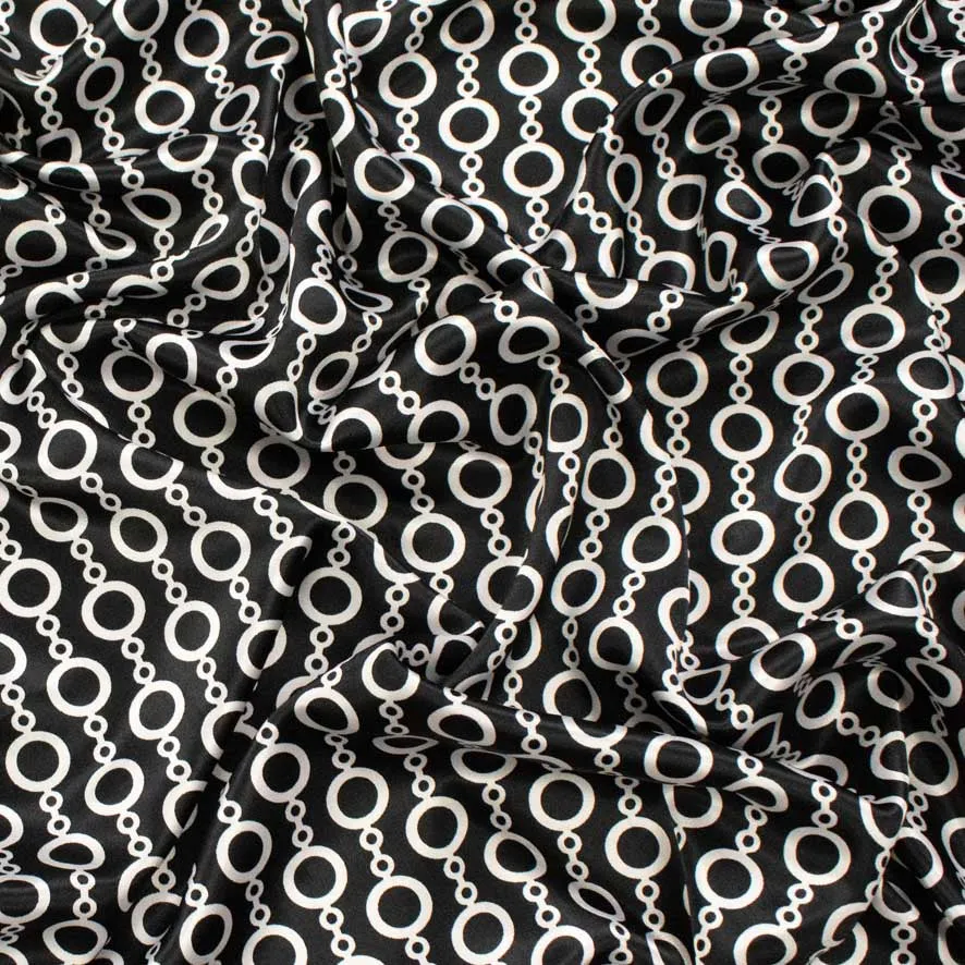 Satin Prints Design-210 White Circles on Black