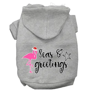 Seas And Greetings Screen Print Dog Hoodie Grey L