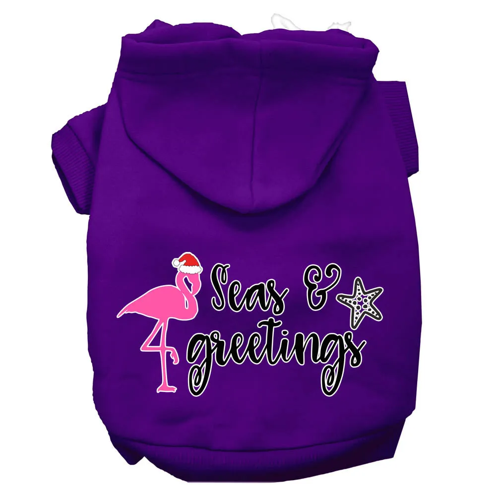 Seas And Greetings Screen Print Dog Hoodie Purple S