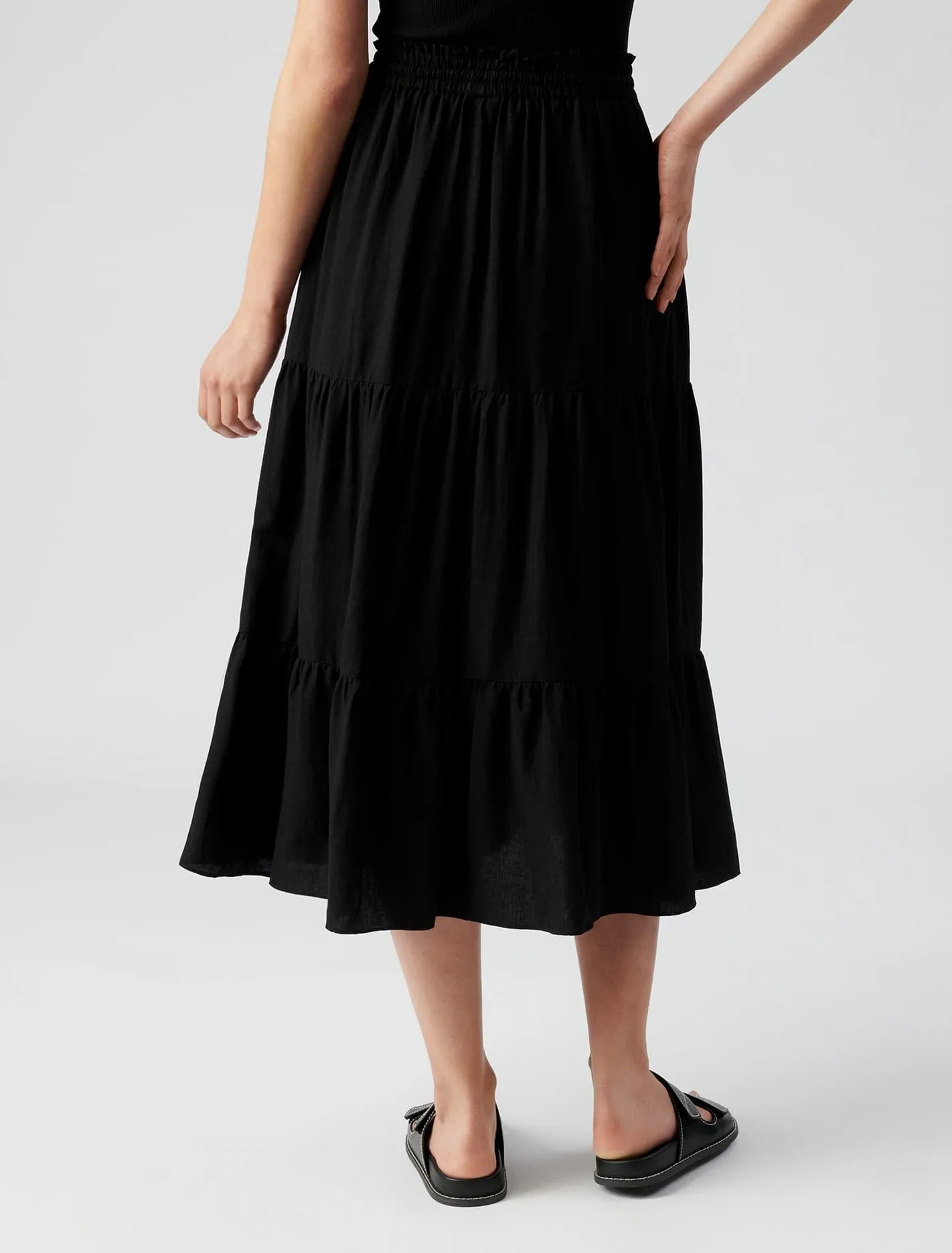 Teresa Tiered Linen Midi Skirt