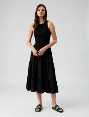 Teresa Tiered Linen Midi Skirt