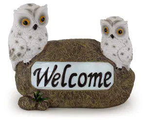 Welcome Owls Solar Powered Outdoor Decor Led Garden Light