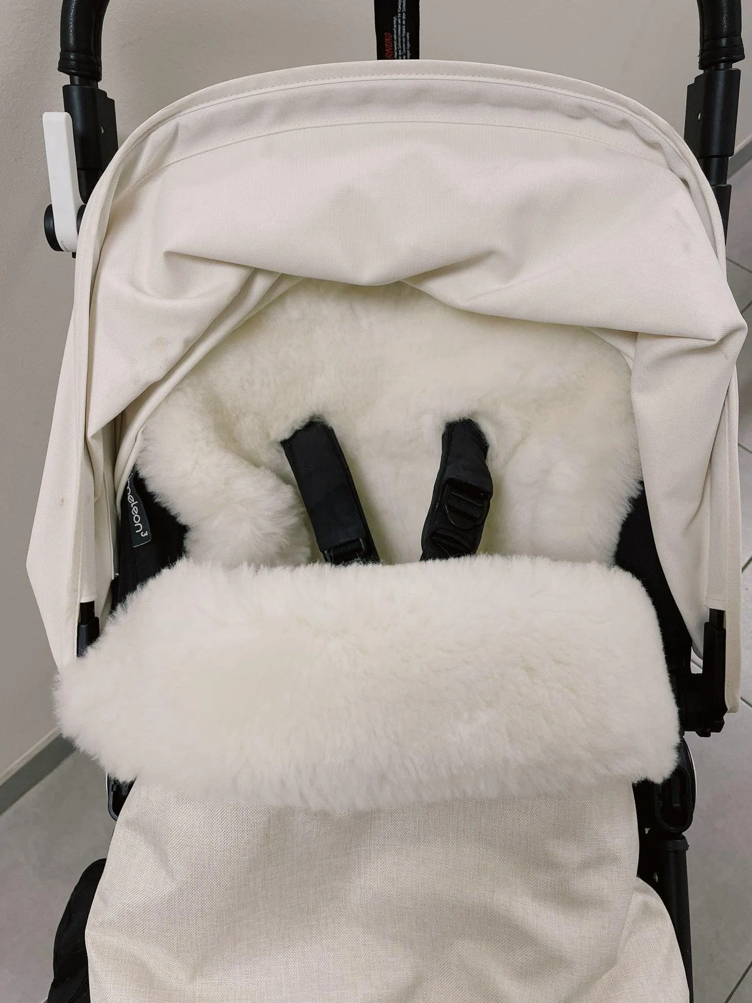 White Natural Sheepskin Stroller Sleeping Bag