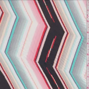 White/Day Glo Pink/Black Chevron Chiffon Fabric