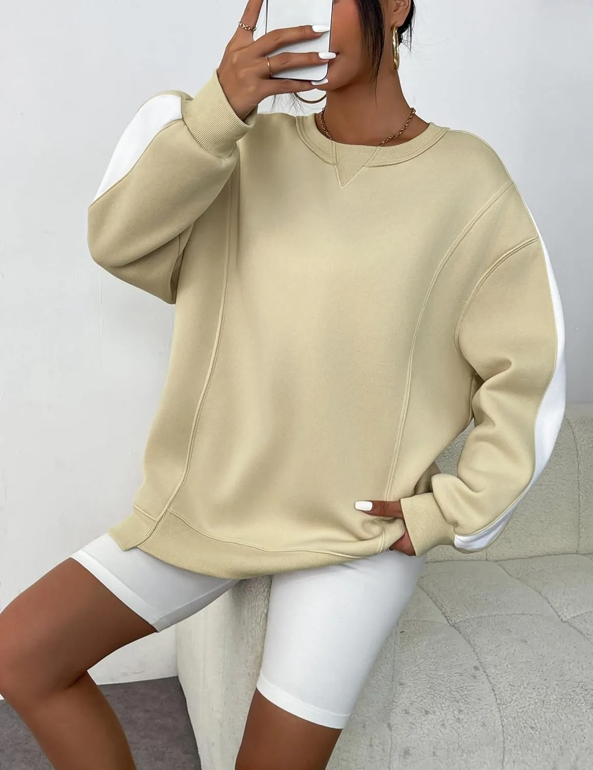 Zeagoo Womens Oversized Sweatshirts Hoodies Fleece Crew Neck Pullover